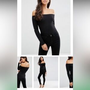 Nwot Asos Elegant Black Off-Shoulder Top